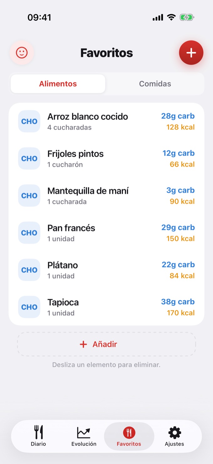 Lista de alimentos favoritos