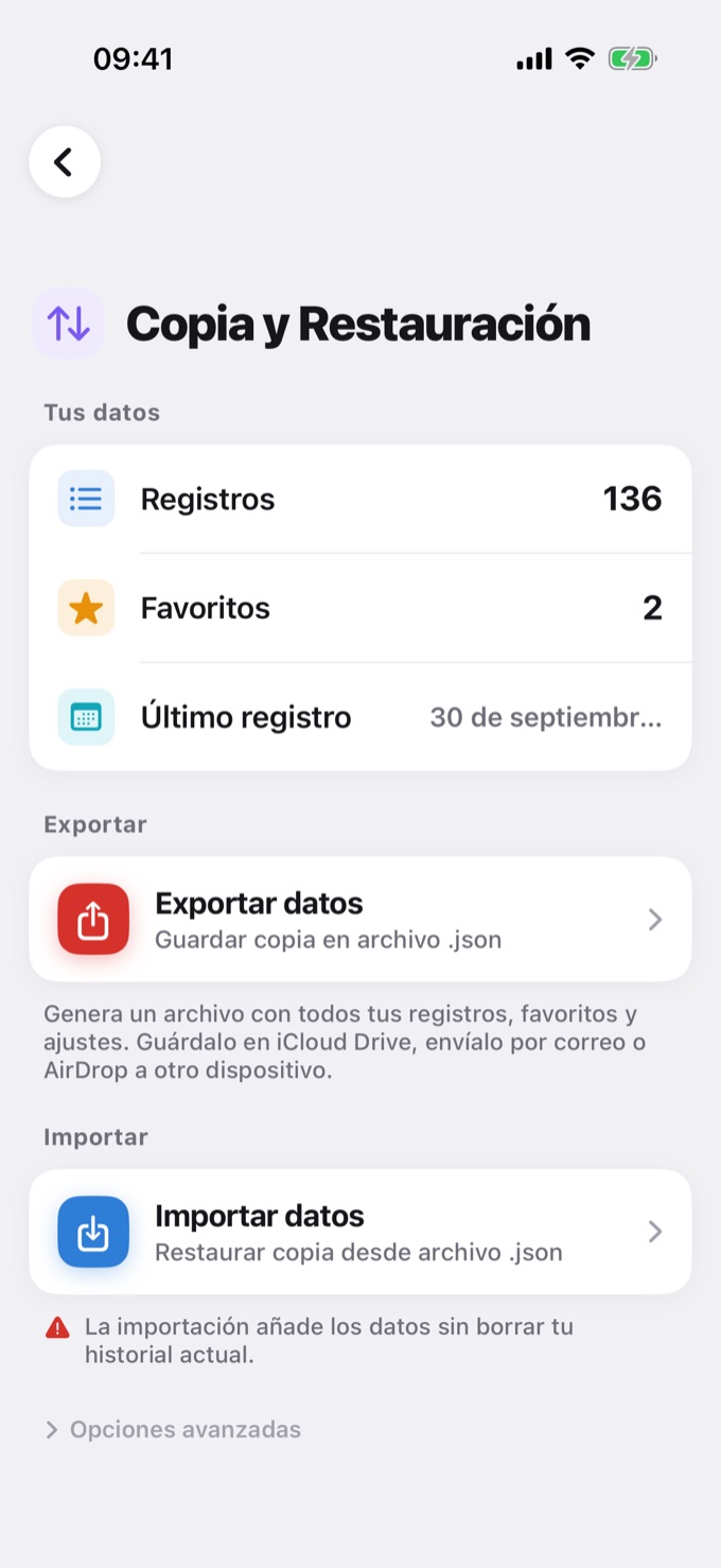 Pantalla Copia y Restauración