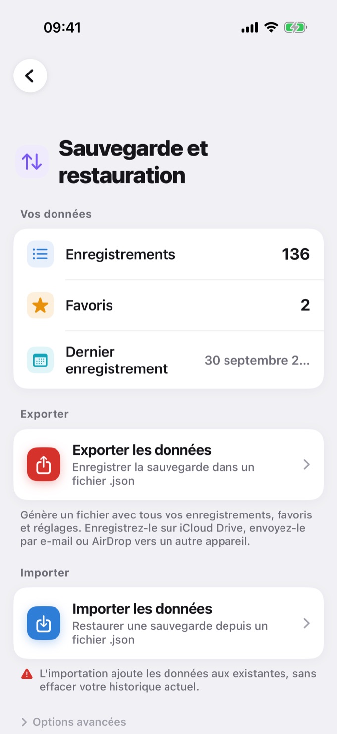 Écran Sauvegarde et restauration