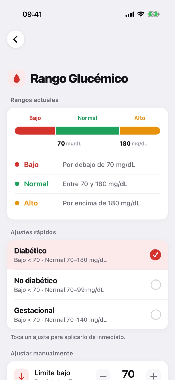 Pantalla Rango Glucémico
