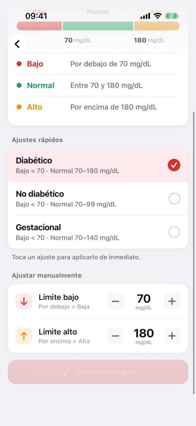 Ajuste manual de los límites