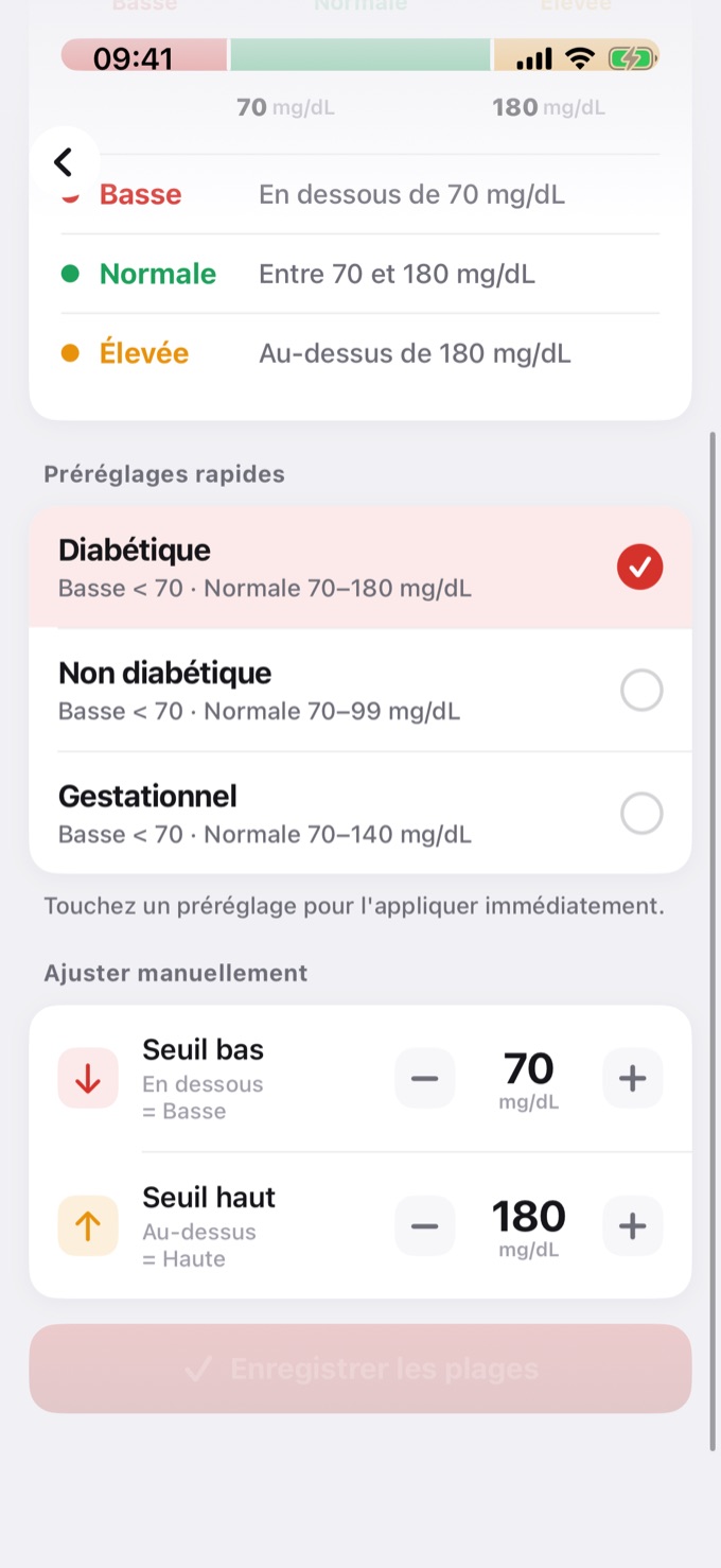 Réglage manuel des limites