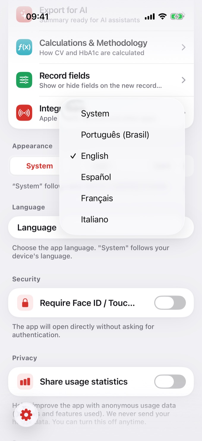 Language list