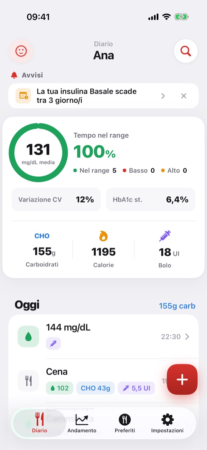Scheda Avvisi in cima al Diario