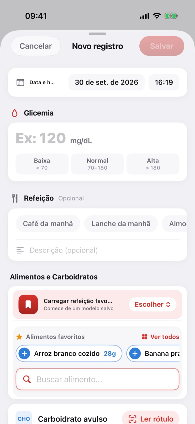 Tela Novo registro