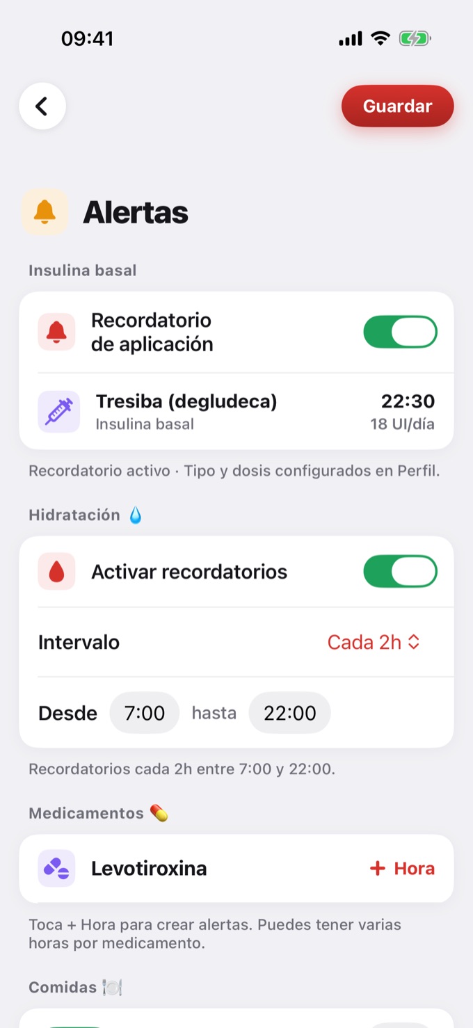 Recordatorios de hidratación