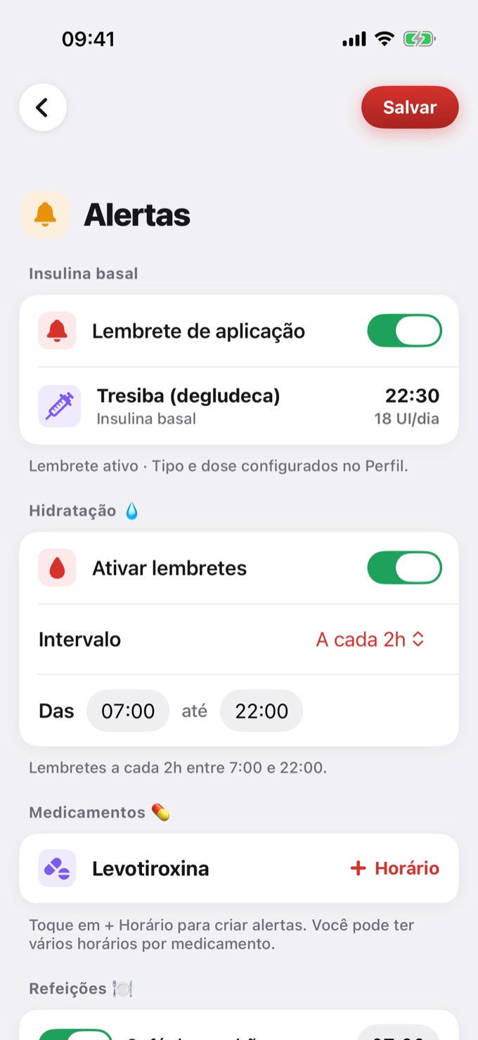 Lembretes de hidratação