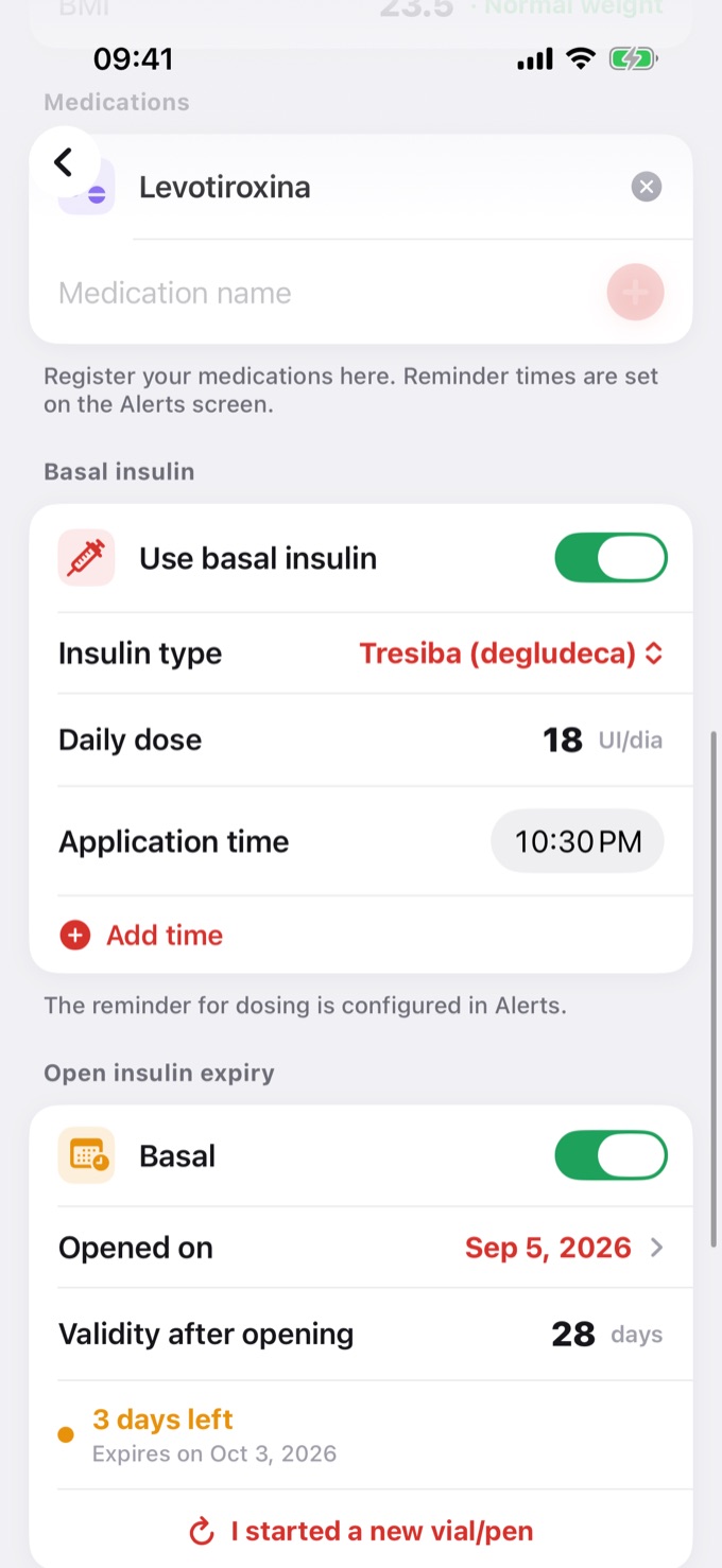 Profile: insulin expiry and pen increment