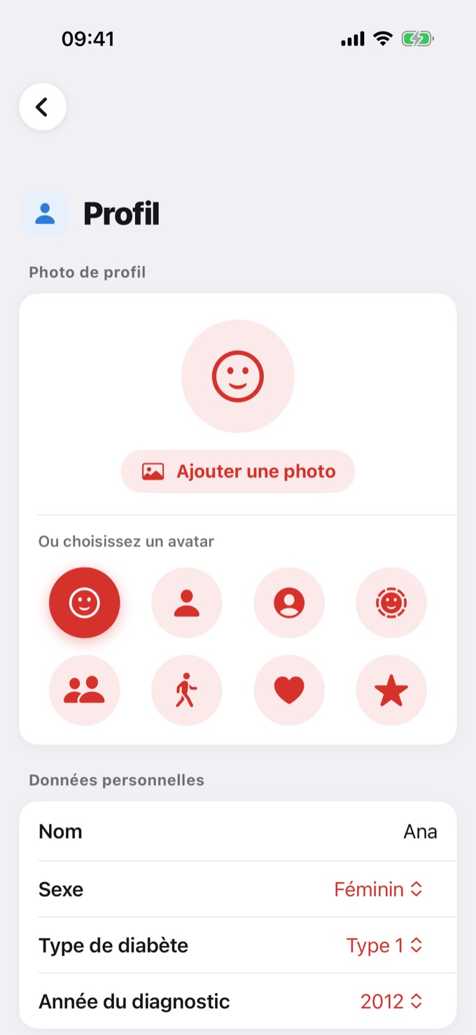Profil : photo et données personnelles