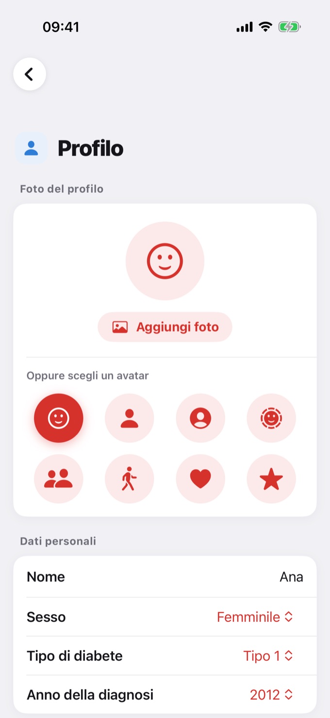 Profilo: foto e dati personali