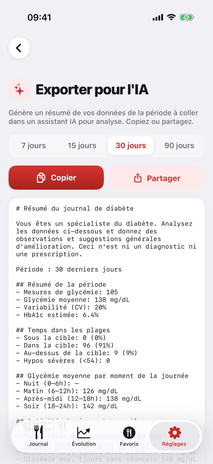 Écran Exporter pour l'IA