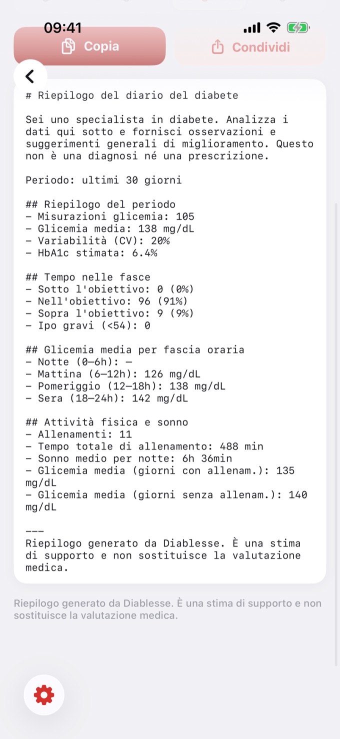 Anteprima del riepilogo