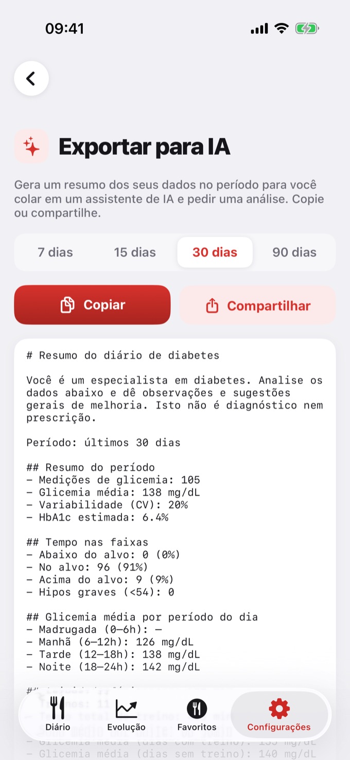 Tela Exportar para IA