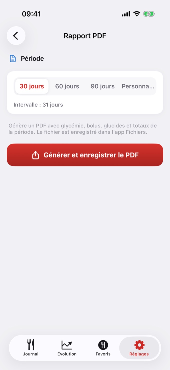 Écran Rapport PDF