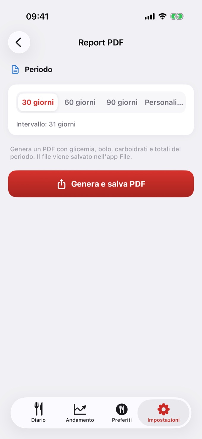 Schermata Report PDF