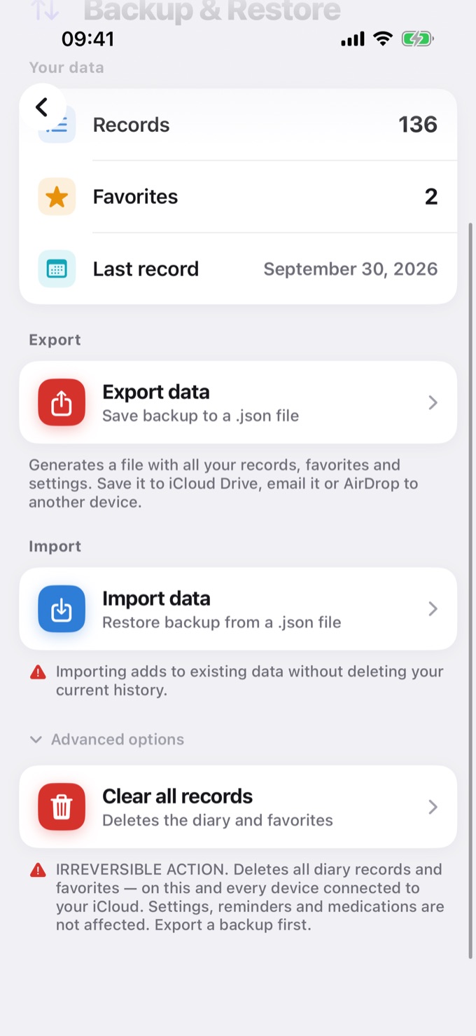 Advanced options in Backup & Restore