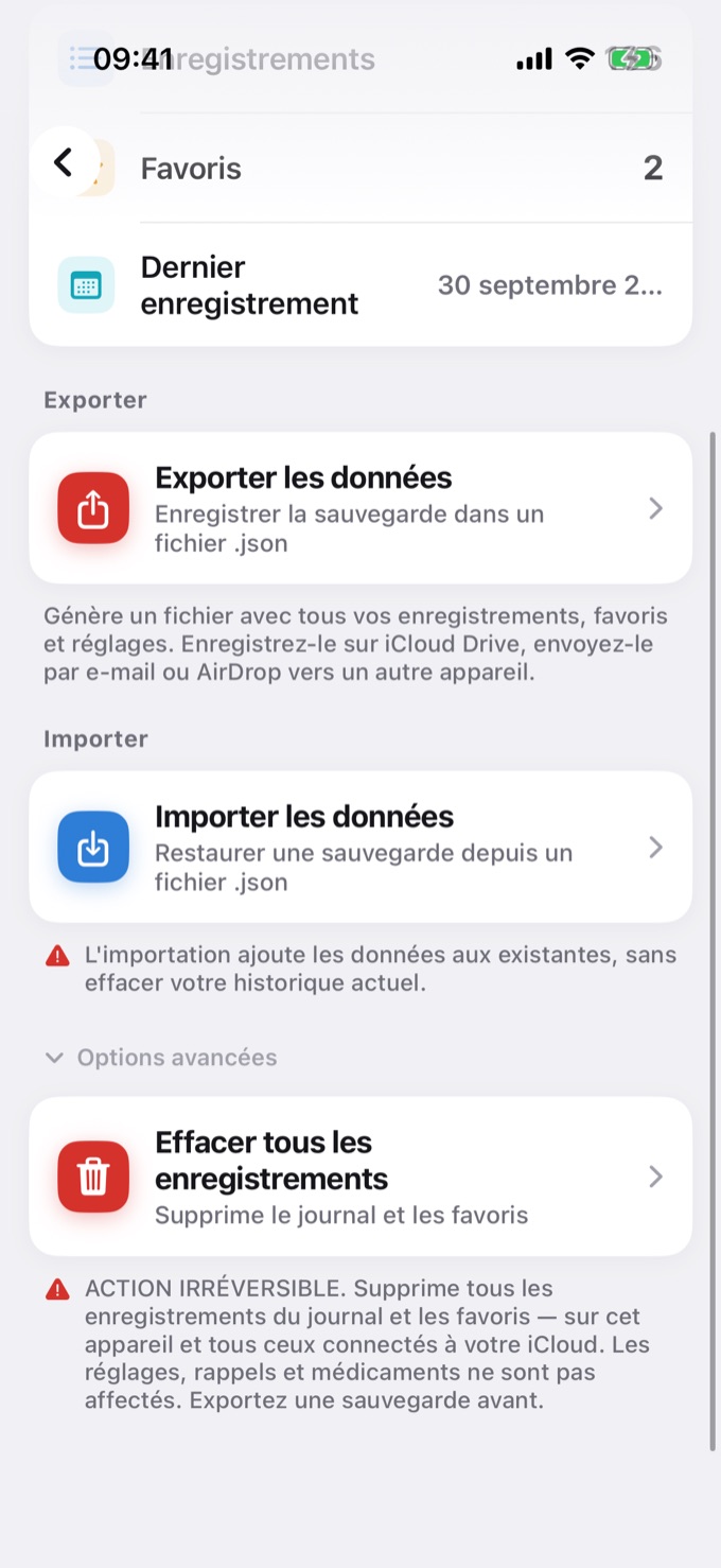 Options avancées dans Sauvegarde et restauration