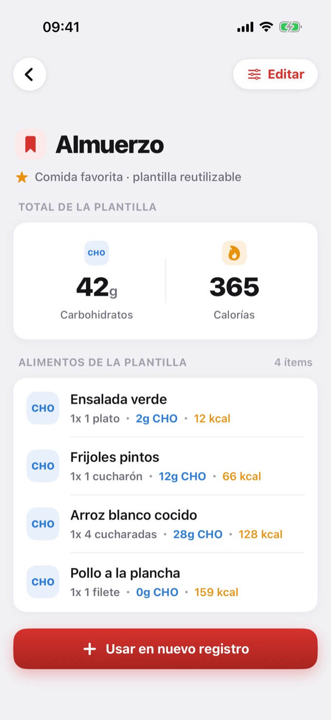 Detalle de una comida favorita