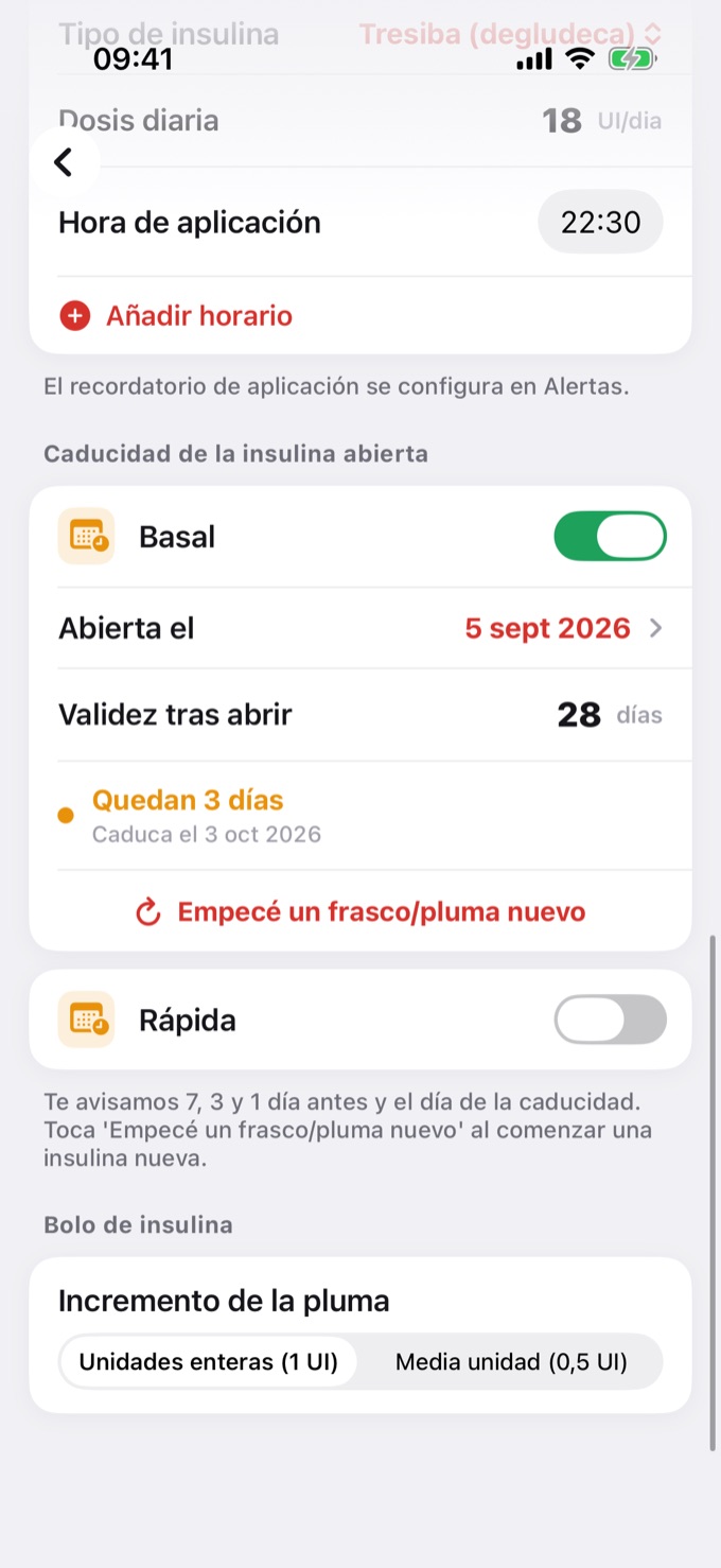 Caducidad de la insulina abierta en el Perfil