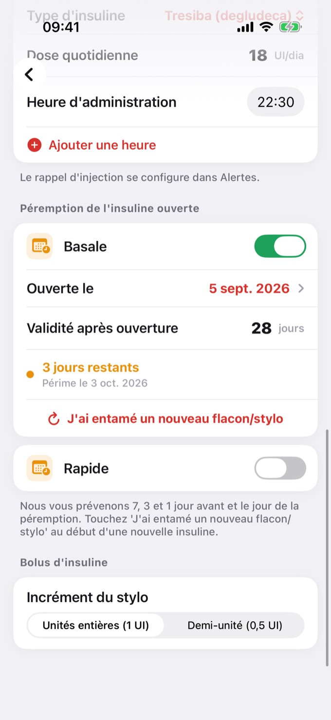 Péremption de l'insuline dans le Profil