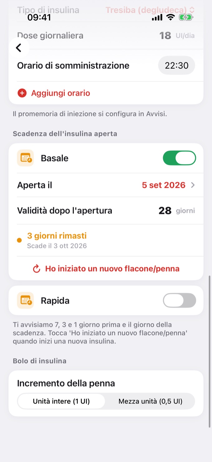 Scadenza dell'insulina nel Profilo