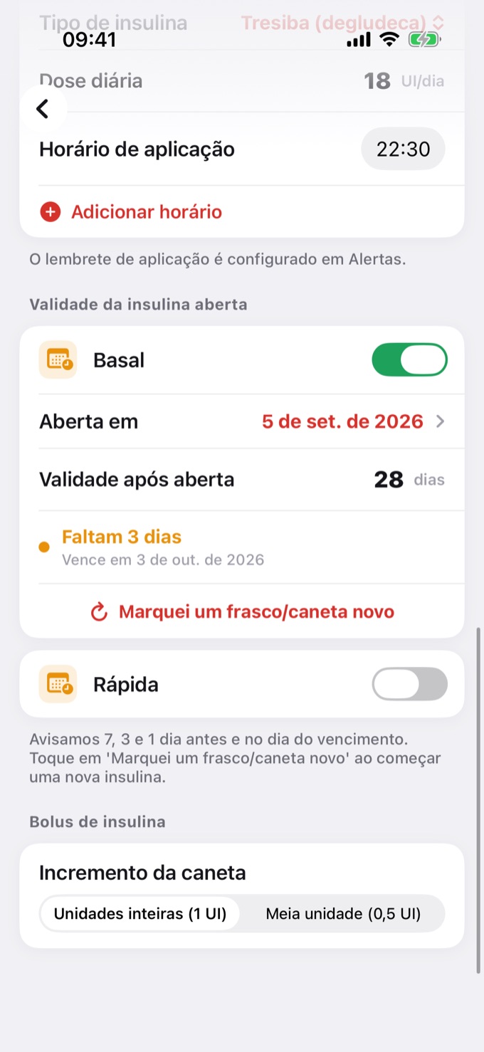 Validade da insulina aberta no Perfil